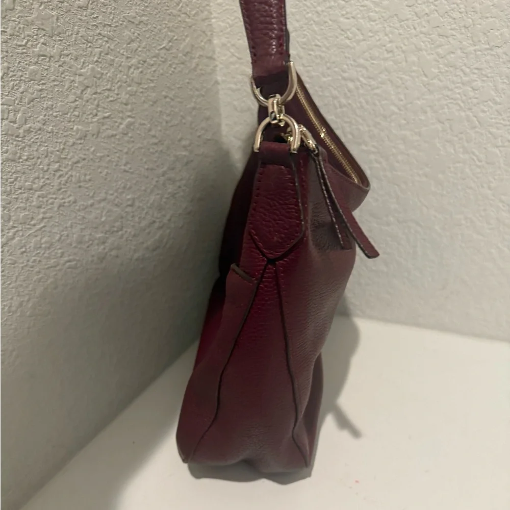 Kate Spade Polly Medium Leather Shoulder Hobo Bag Cherrywood Burgundy Wine